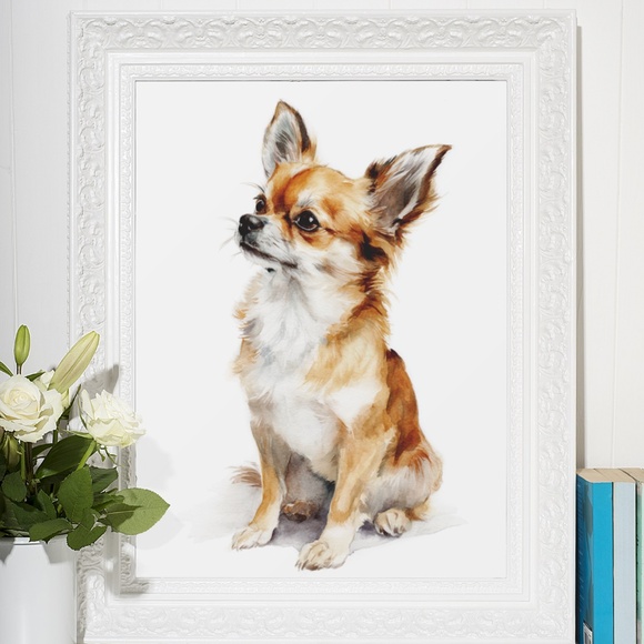 Watercolor Chihuahua Dog Portrait Wall Art Print Poster Unframed - Cute Pet - Picture 6 of 6